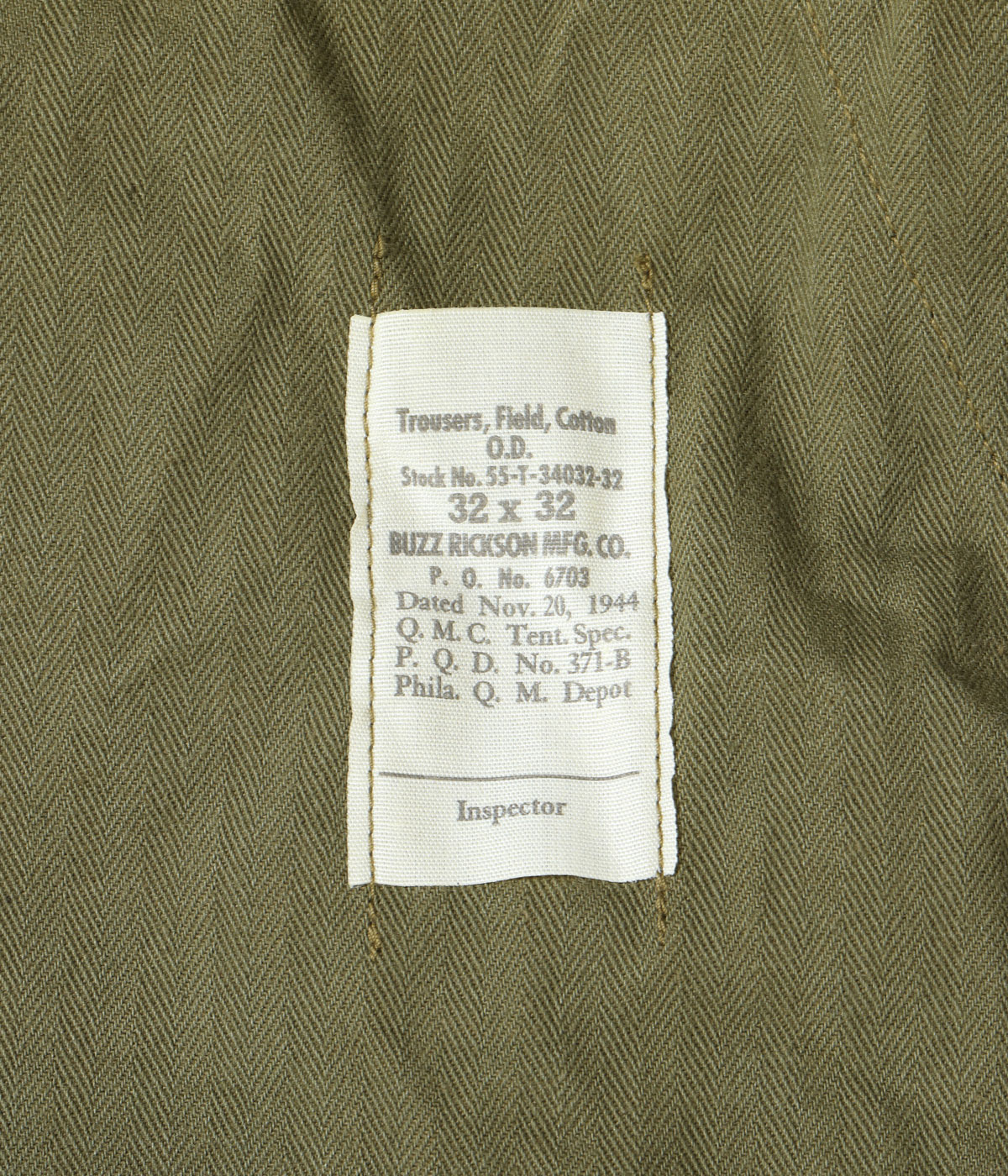 Lot No. BR42587 / Type M-1943 ��BUZZ RICKSON MFG. CO.��