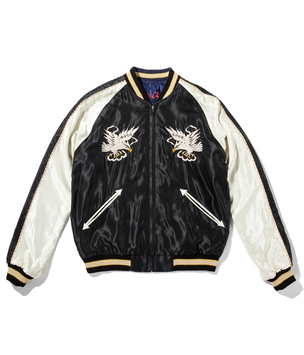 Lot No. TT14650-119 / Mid 1950s Style Acetate Souvenir Jacket WHITE EAGLE  DUELLING DRAGONS
