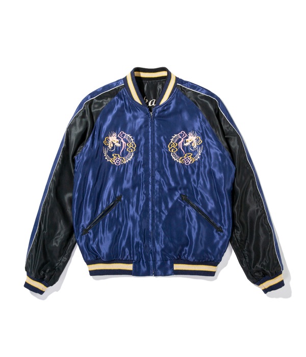 Lot No. TT14650-119 / Mid 1950s Style Acetate Souvenir Jacket WHITE EAGLE  DUELLING DRAGONS