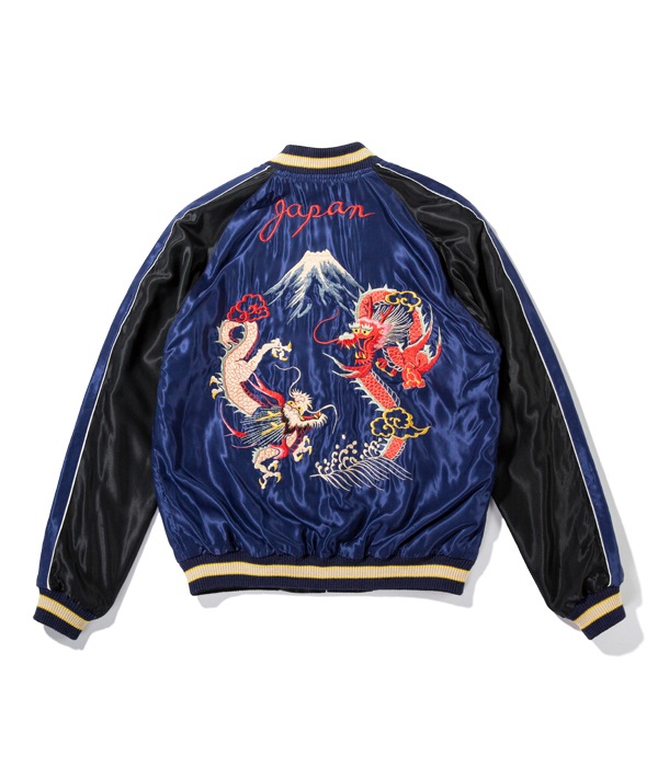 Lot No. TT14650-119 / Mid 1950s Style Acetate Souvenir Jacket WHITE EAGLE  DUELLING DRAGONS