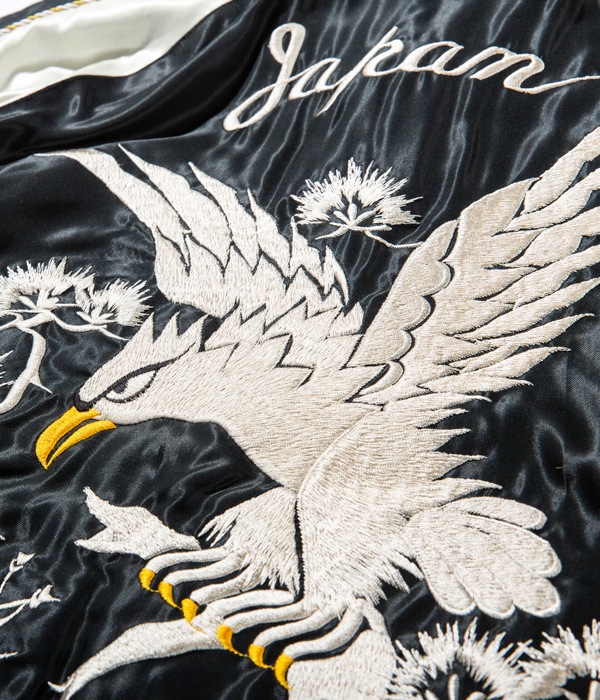 Lot No. TT14650-119 / Mid 1950s Style Acetate Souvenir Jacket WHITE EAGLE  DUELLING DRAGONS