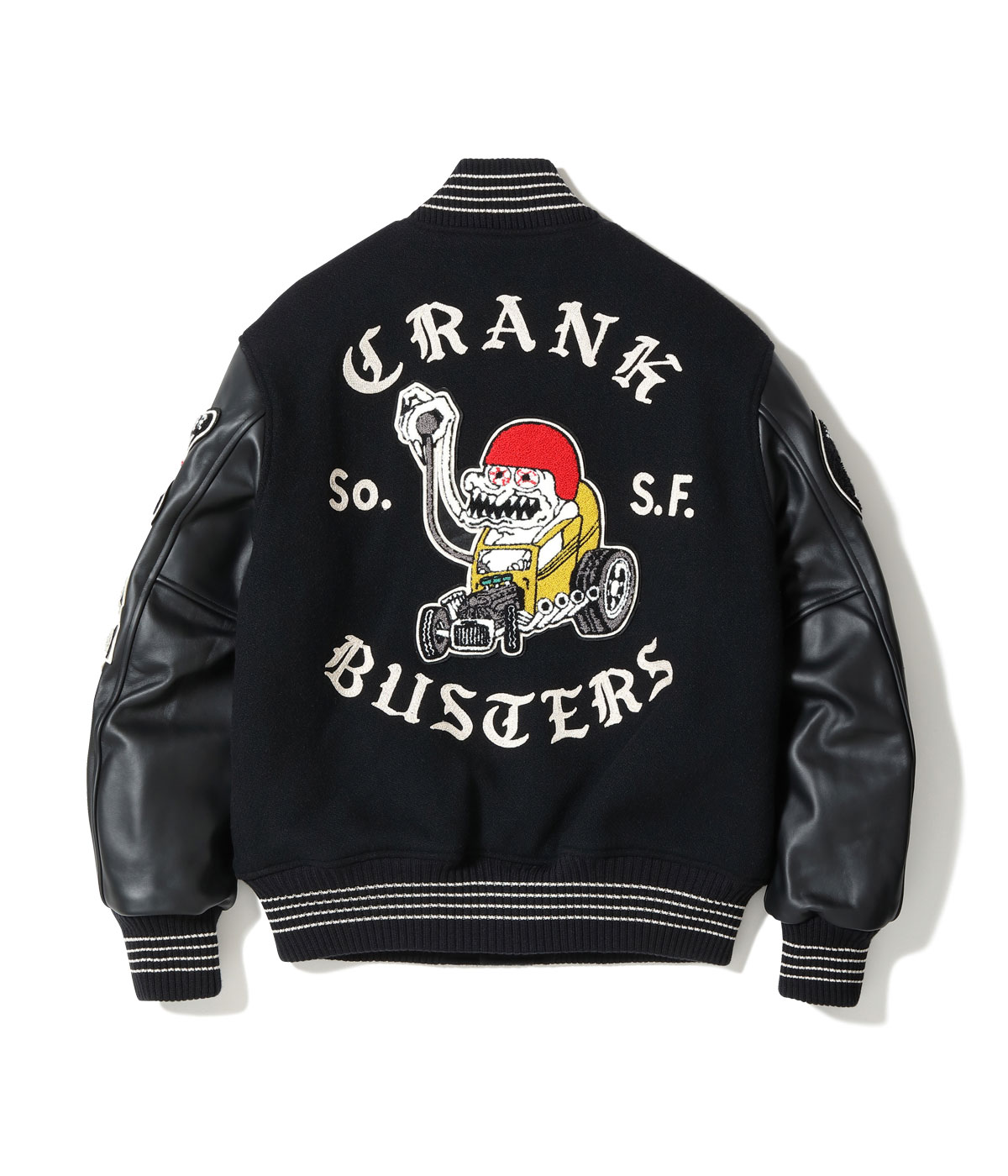 Lot No. WV15602-119 / 30oz. WOOL MELTON AWARD JACKET ��CRANK BUSTERS�� (BLACK)