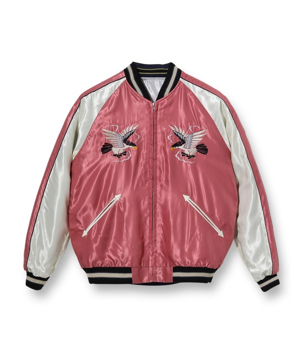 Lot No. TT14650-190 / Mid 1950s Style Acetate Souvenir Jacket JAPAN MAP  BLACK EAGLE