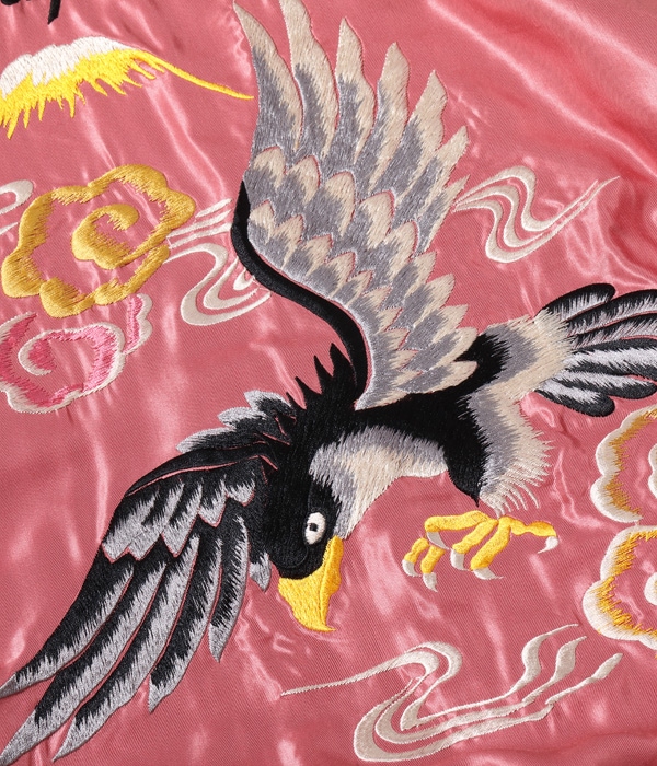 Lot No. TT14650-190 / Mid 1950s Style Acetate Souvenir Jacket JAPAN MAP  BLACK EAGLE