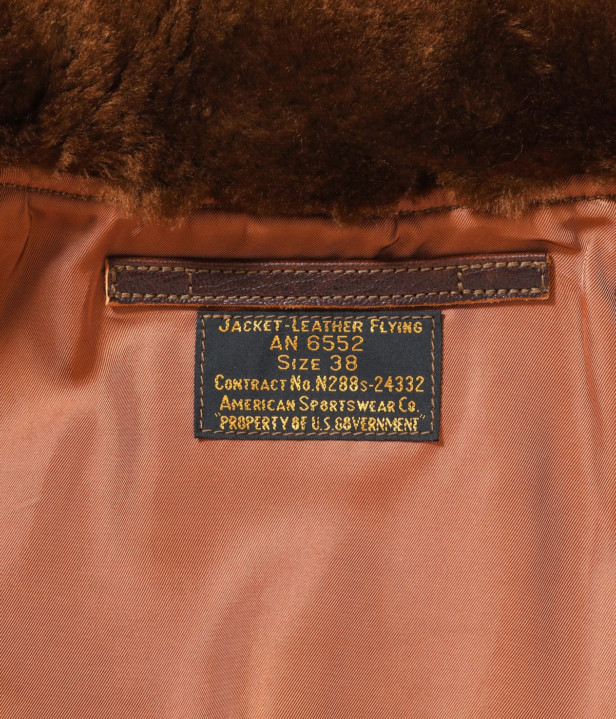 Lot No. BR80661 / Type AN6552 ��AMERICAN SPORTSWEAR CO.��