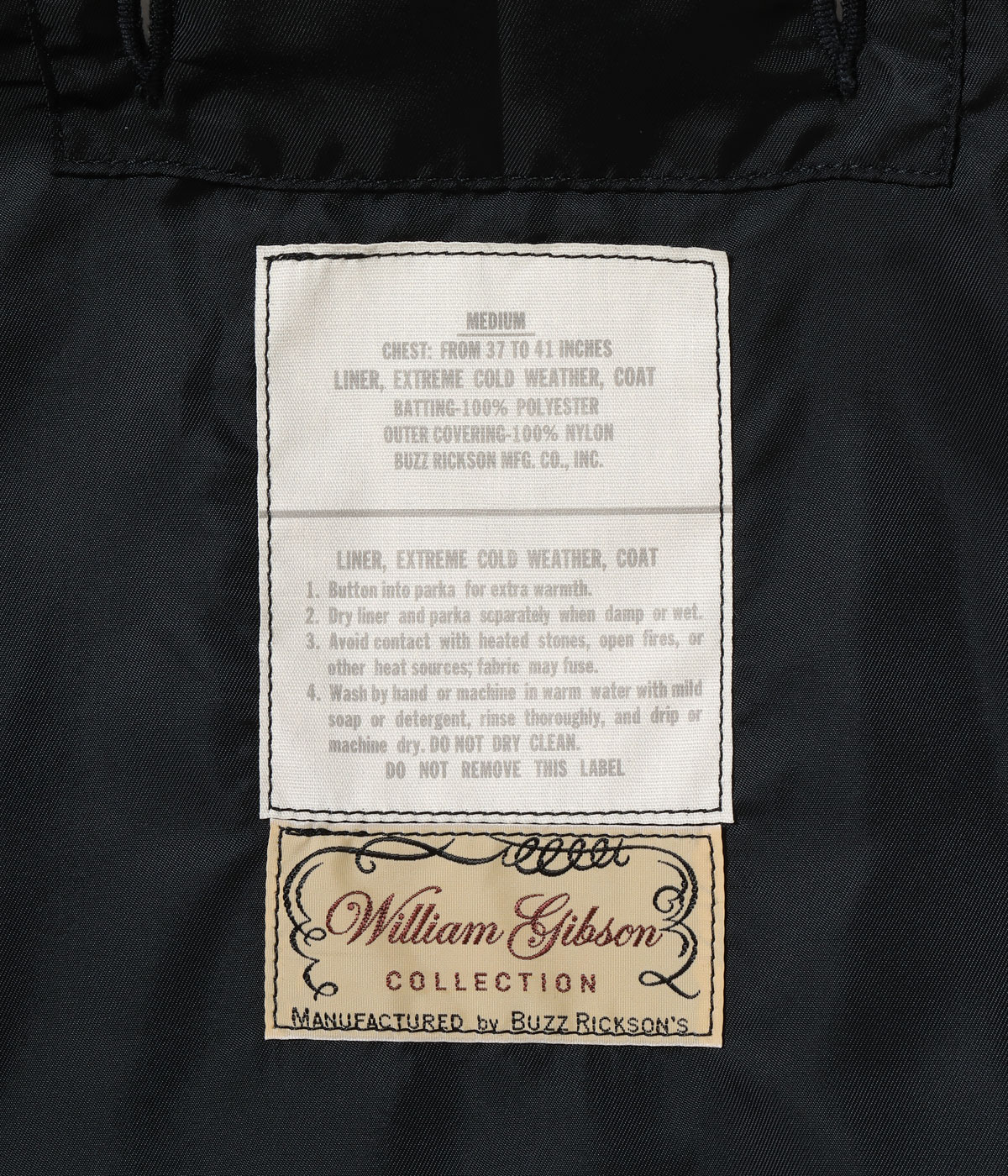 Lot No. BR16031 / WILLIAM GIBSON COLLECTION Type BLACK M-65 LINER