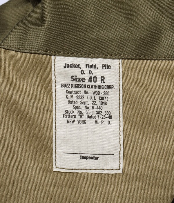 Lot No. BR15144 / Type M-1943 LINER BUZZ RICKSON CLOTHING CORP.
