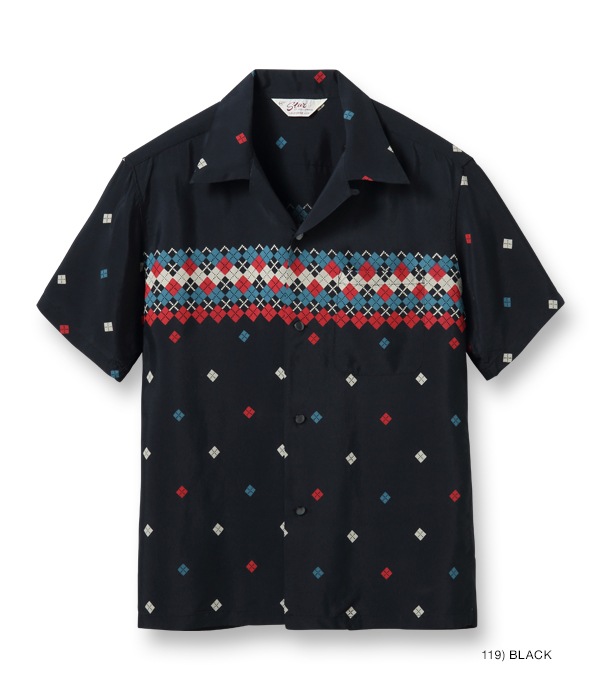 Lot No. SH38879 / HIGH DENSITY RAYON OPEN SHIRT ARGYLE