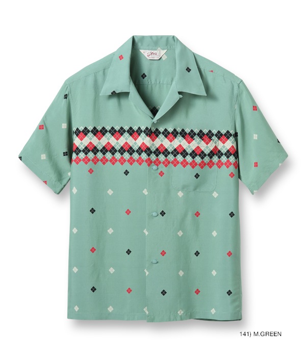 Lot No. SH38879 / HIGH DENSITY RAYON OPEN SHIRT ARGYLE