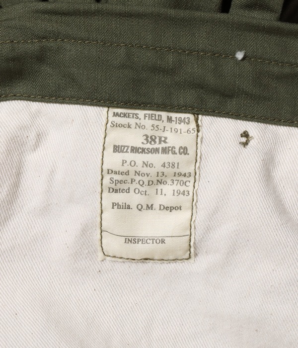 Lot No. BR15410 /  Type M-1943 BUZZ RICKSON MFG. CO.