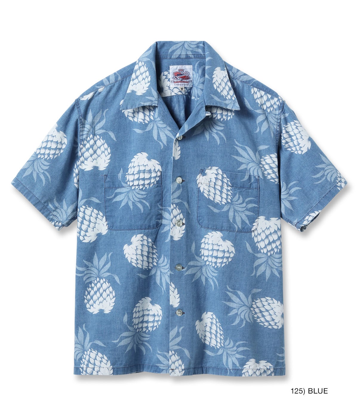 Lot No. DK39641 / DUKE KAHANAMOKU INDIGO COTTON HAWAIIAN SHIRT ��DUKE'S PINEAPPLE��