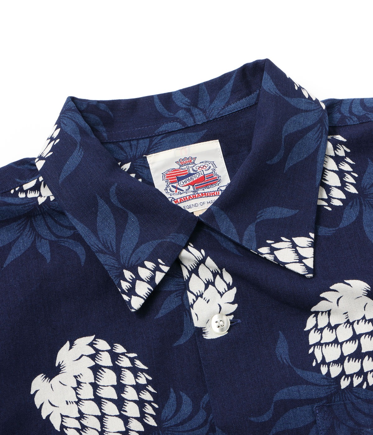 Lot No. DK39641 / DUKE KAHANAMOKU INDIGO COTTON HAWAIIAN SHIRT ��DUKE'S PINEAPPLE��
