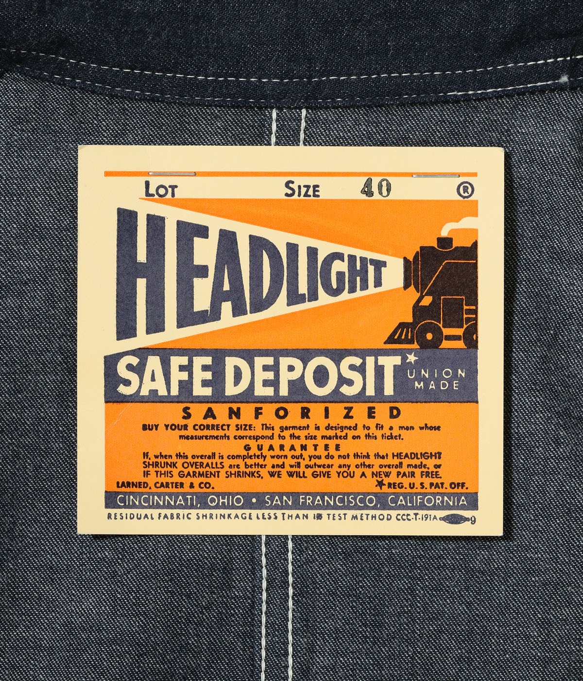 Lot No. HD15711 / HEADLIGHT 11oz. BLUE DENIM WORK COAT