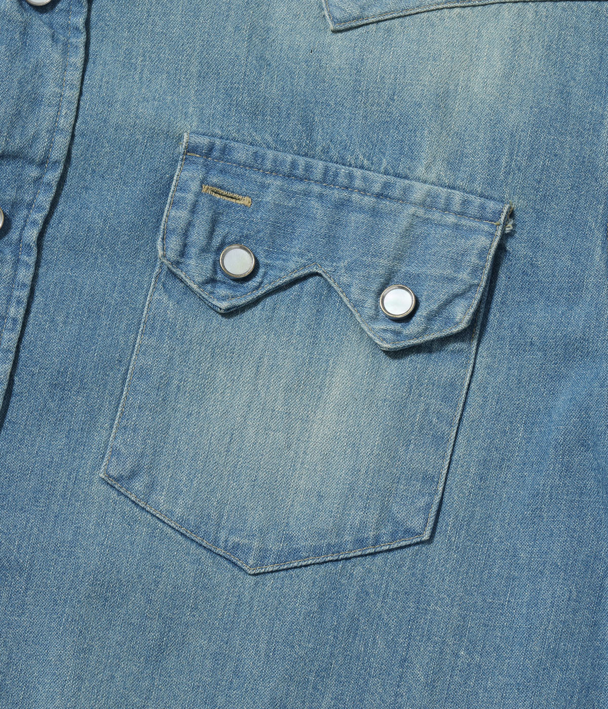 Lot No. SC29684 / BLUE DENIM WESTERN SHIRT AGED MODEL