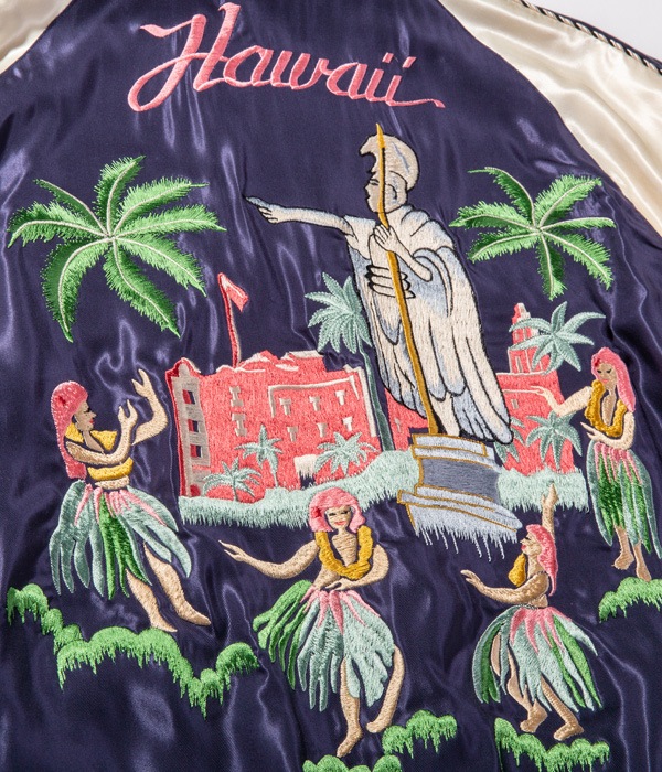 Lot No. TT14813-128 / Mid 1950s Style Acetate Souvenir Jacket KING KAMEHAMEHA  UKULELE