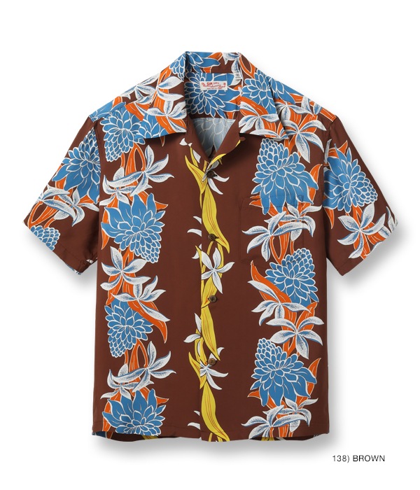 Lot No. SS39024 / RAYON HAWAIIAN SHIRT BLOOMS OF TORCH FLOWER
