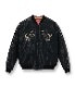 Lot No. TT15391-119 / Mid 1950s Style Acetate Quilted Souvenir Jacket BLACK EAGLE  LANDSCAPE