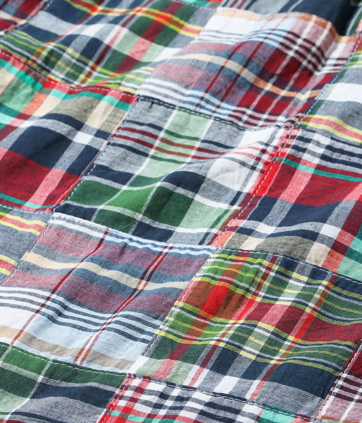 Lot No. SC29736 / INDIA MADRAS CHECK PATCHWORK BUTTON DOWN SHIRT