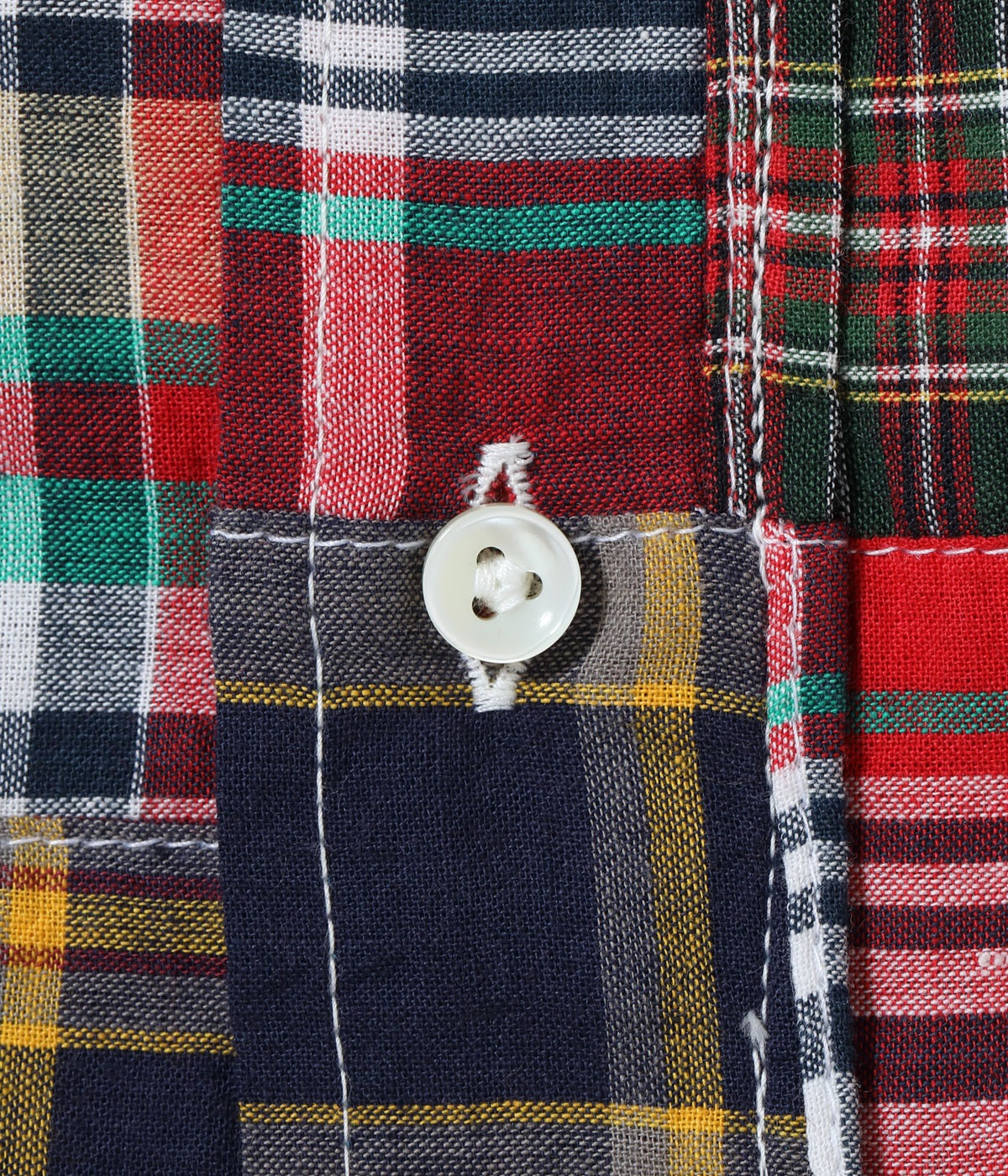 Lot No. SC29736 / INDIA MADRAS CHECK PATCHWORK BUTTON DOWN SHIRT