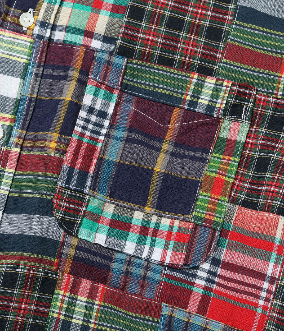 Lot No. SC29736 / INDIA MADRAS CHECK PATCHWORK BUTTON DOWN SHIRT