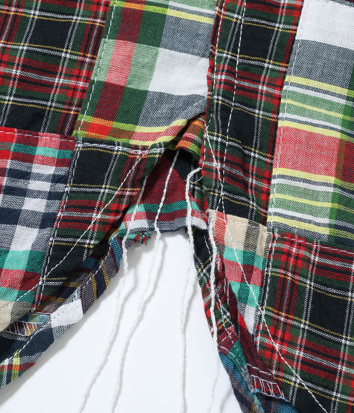 Lot No. SC29736 / INDIA MADRAS CHECK PATCHWORK BUTTON DOWN SHIRT