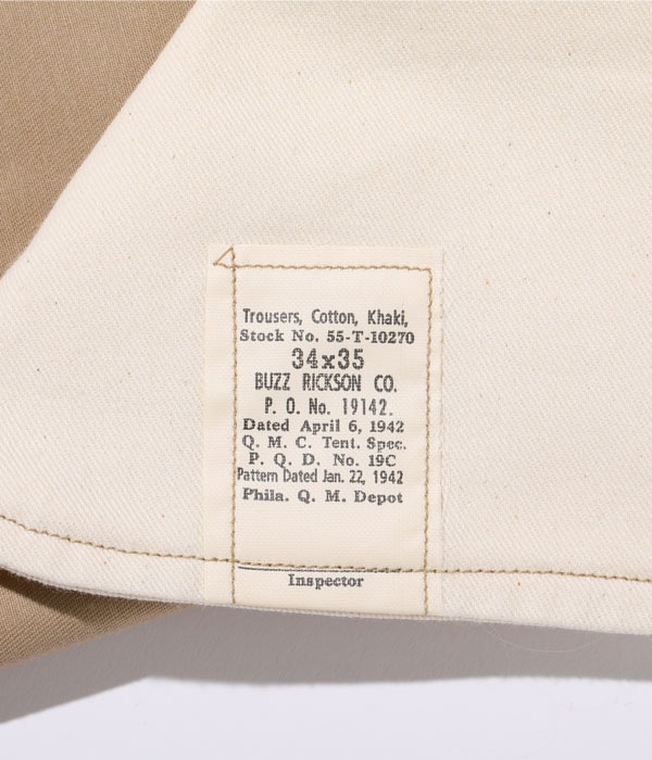 2025ǯ77 / Lot No. M43036 / EARLY MILITARY CHINOS 1942 MODEL (ONE WASH)