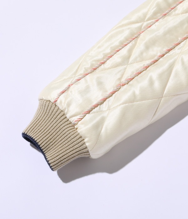 Lot No. TT15391-125 / Early 1950s Style Acetate Quilted Souvenir Jacket DUELLING DRAGONS  WHITE TIGER