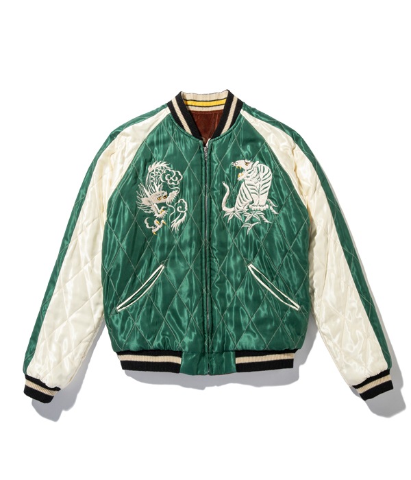 Lot No. TT14652-138 / Mid 1950s Style Velveteen Souvenir Jacket ROARING TIGER  WHITE EAGLE