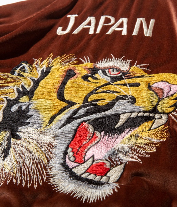 Lot No. TT14652-138 / Mid 1950s Style Velveteen Souvenir Jacket ROARING TIGER  WHITE EAGLE