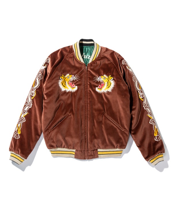 Lot No. TT14652-138 / Mid 1950s Style Velveteen Souvenir Jacket ROARING TIGER  WHITE EAGLE