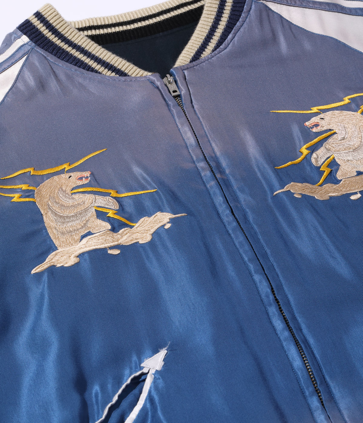Lot No. TT15492-119 / Late 1950s Style Acetate Souvenir Jacket ��POLAR BEAR�� �� ��MOOSE�� (AGING MODEL)