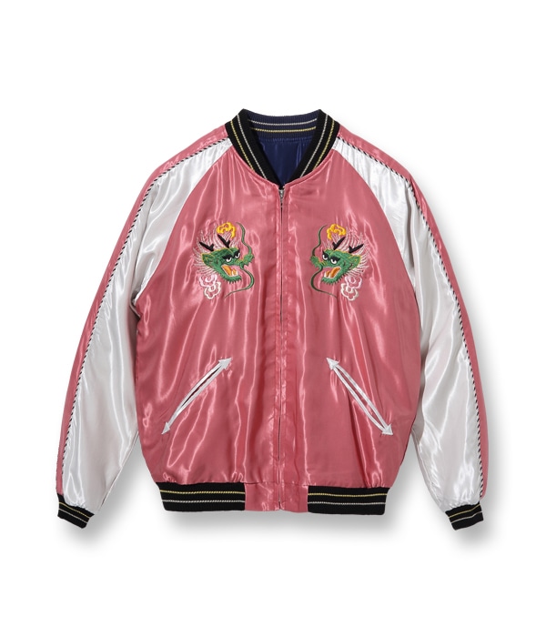 Lot No. TT14892-162 / Mid 1950s Style Acetate Souvenir Jacket EAGLE & DRAGON  WHITE DRAGON