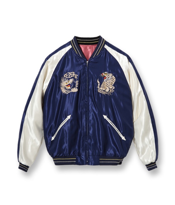 Lot No. TT14892-162 / Mid 1950s Style Acetate Souvenir Jacket EAGLE & DRAGON  WHITE DRAGON