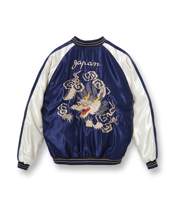 Lot No. TT14892-162 / Mid 1950s Style Acetate Souvenir Jacket EAGLE & DRAGON  WHITE DRAGON