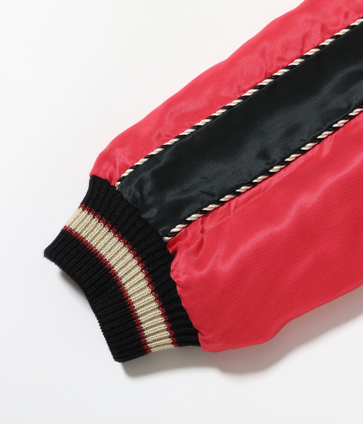 Lot No. TT15543-190 / Mid 1950s Style Acetate Quilted Souvenir Jacket LANDSCAPE  DUELLING DRAGONS