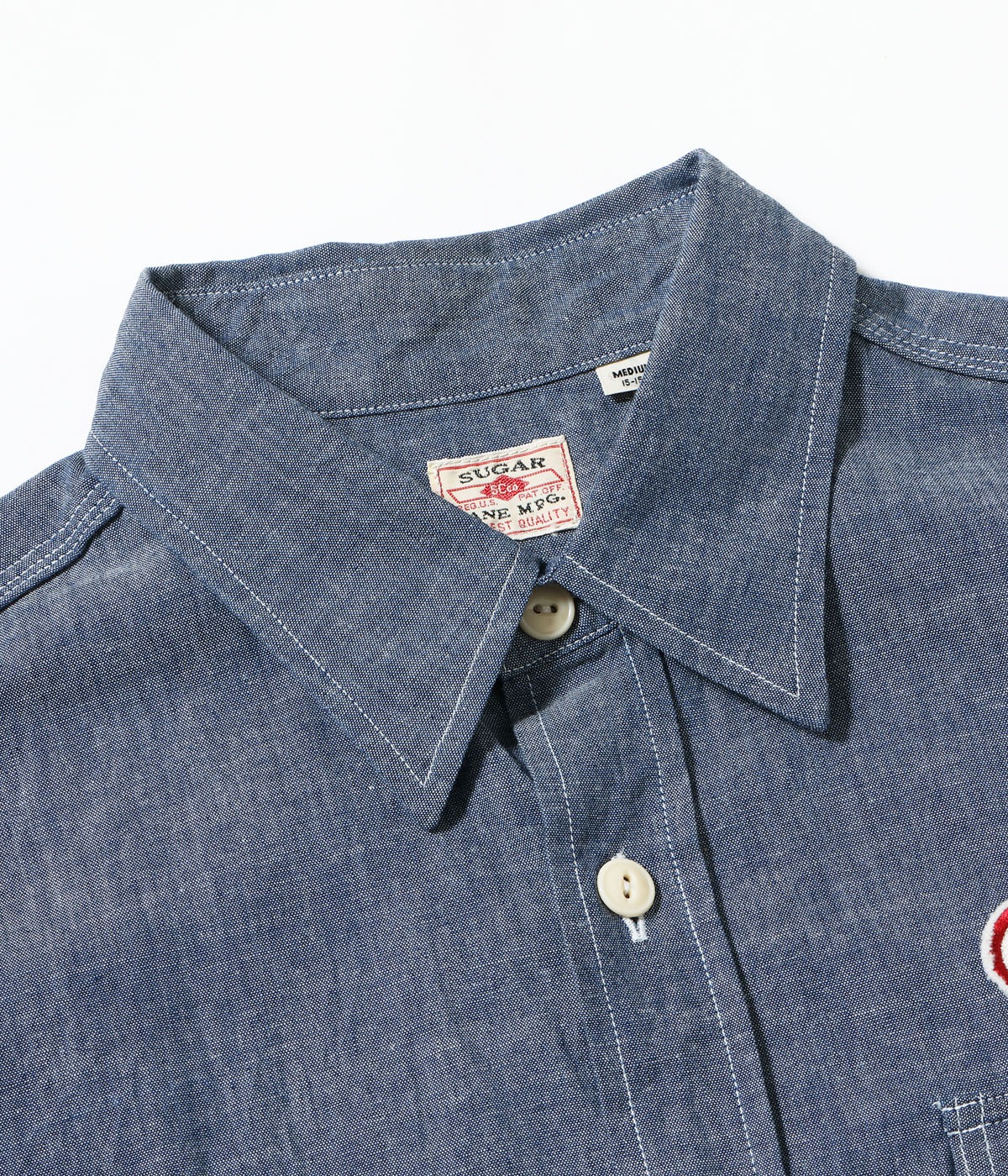 Lot No. SC39731 / CHAMBRAY WORK SHIRT with CHAIN EMBROIDERED