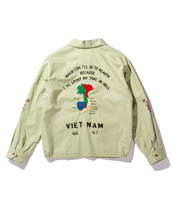 Lot No. TT14815-141 / Mid 1960s Style Cotton Vietnam Jacket VIETNAM MAP (MINT GREEN)