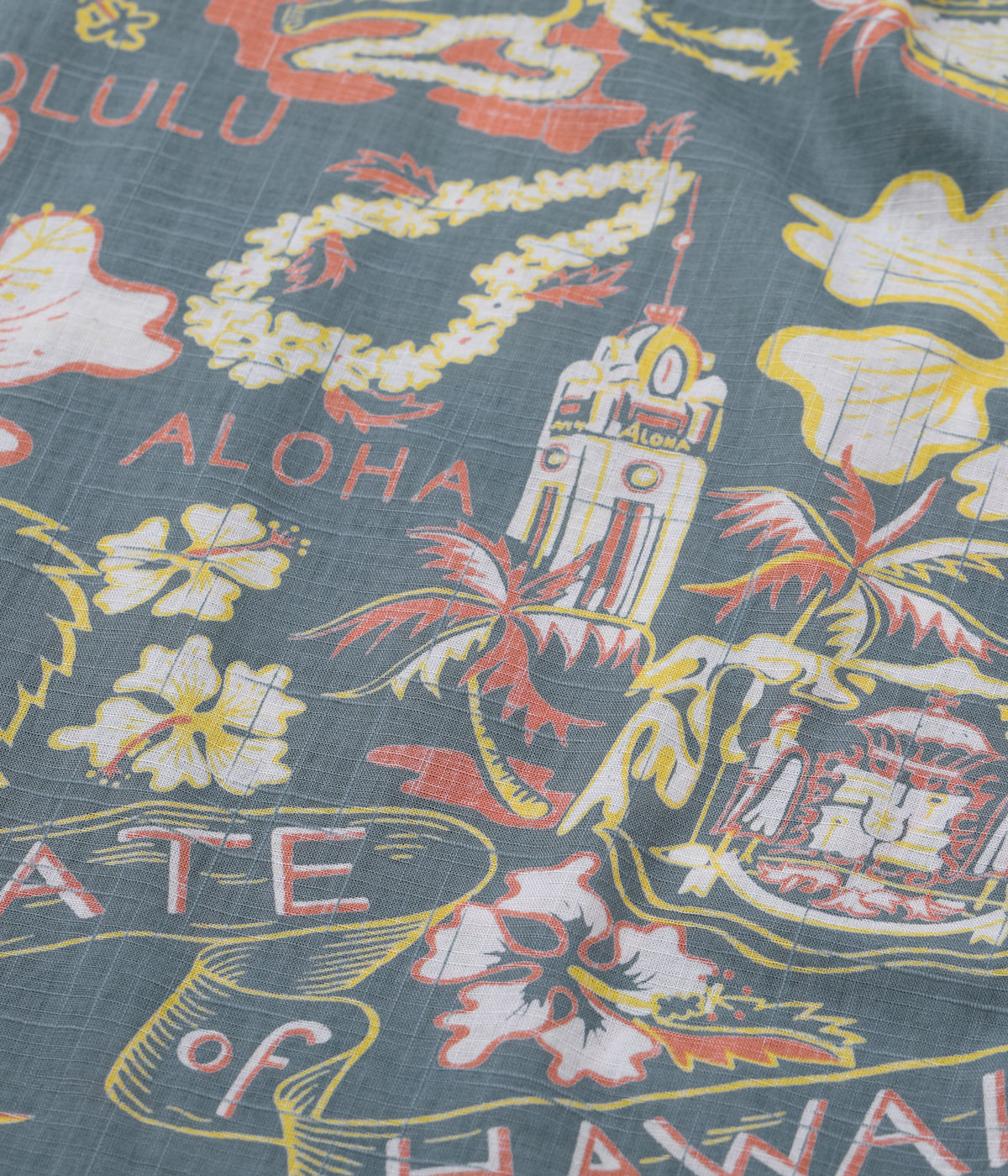 Lot No. SS39693 / COTTON LINEN SLUBYARN HAWAIIAN SHIRT ��STATE OF HAWAII��