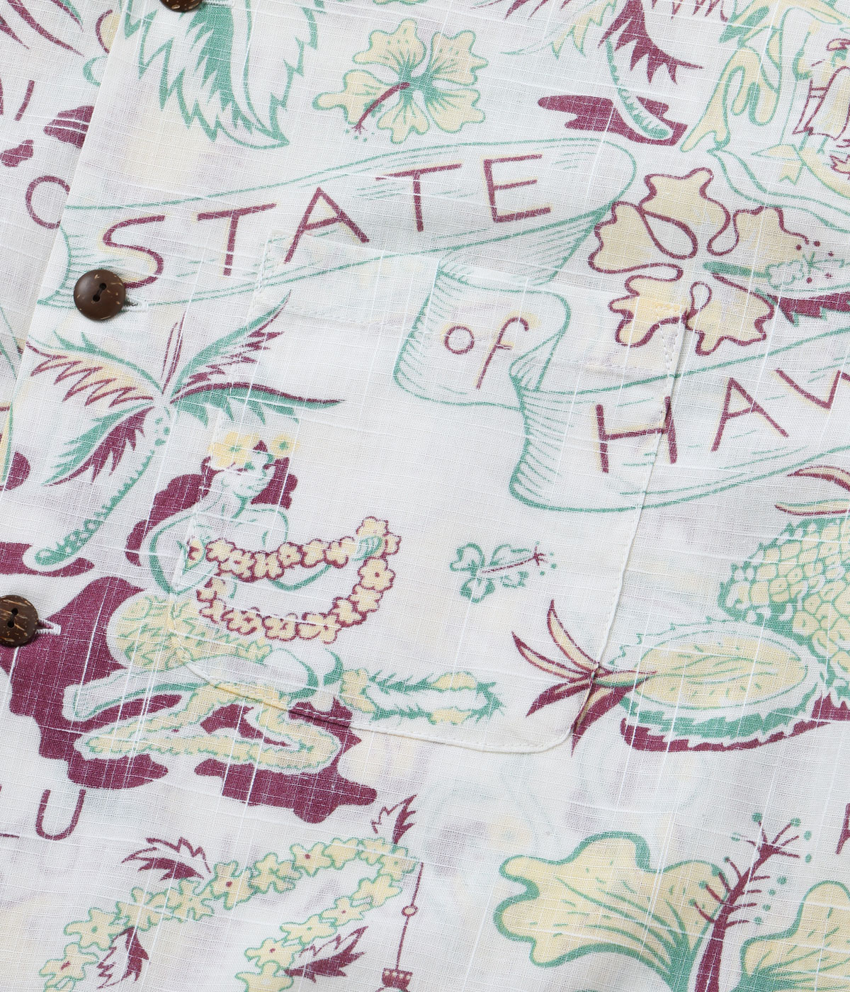 Lot No. SS39693 / COTTON LINEN SLUBYARN HAWAIIAN SHIRT ��STATE OF HAWAII��