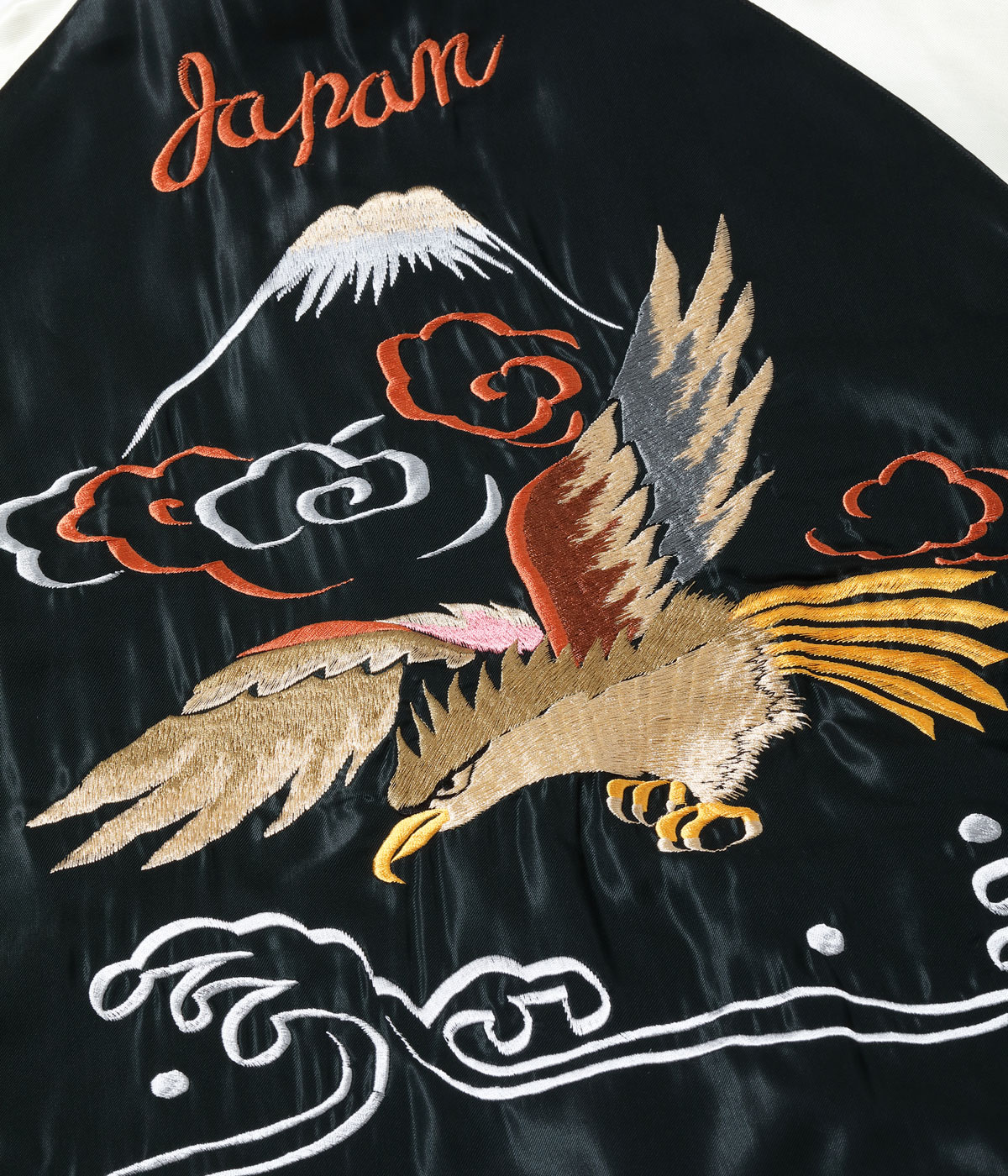 Lot No. TT15795-128 / Mid 1950s Style Velveteen (Two-tone)  Acetate Souvenir Jacket WHITE DRAGON  EAGLE