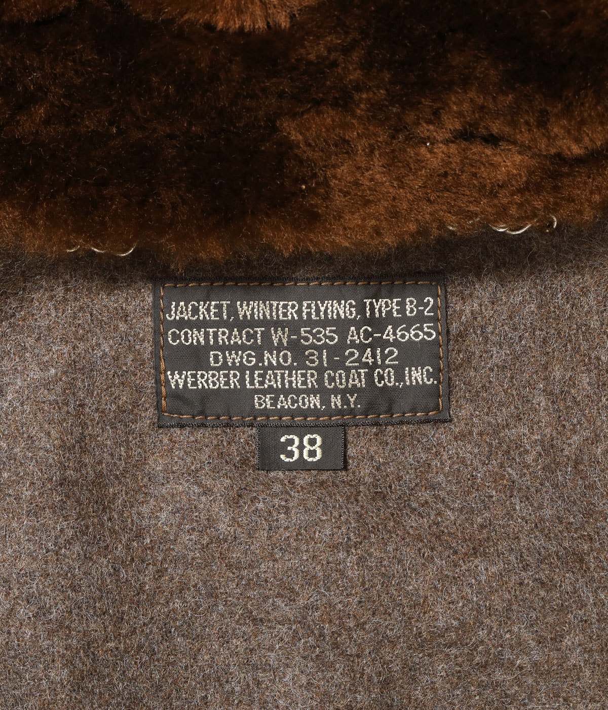Lot No. BR80662 / Type B-2 ��WERBER LEATHER COAT CO., INC.��