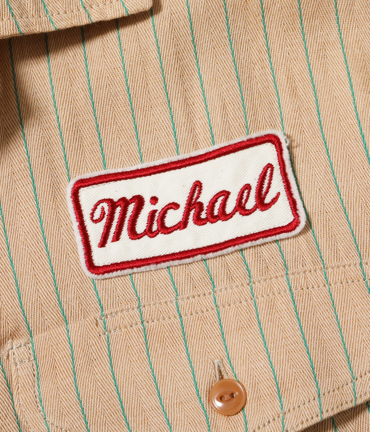 Lot No. SC39732 / COKE STRIPE WORK SHIRT with EMBROIDERED (SHORT SLEEVE)