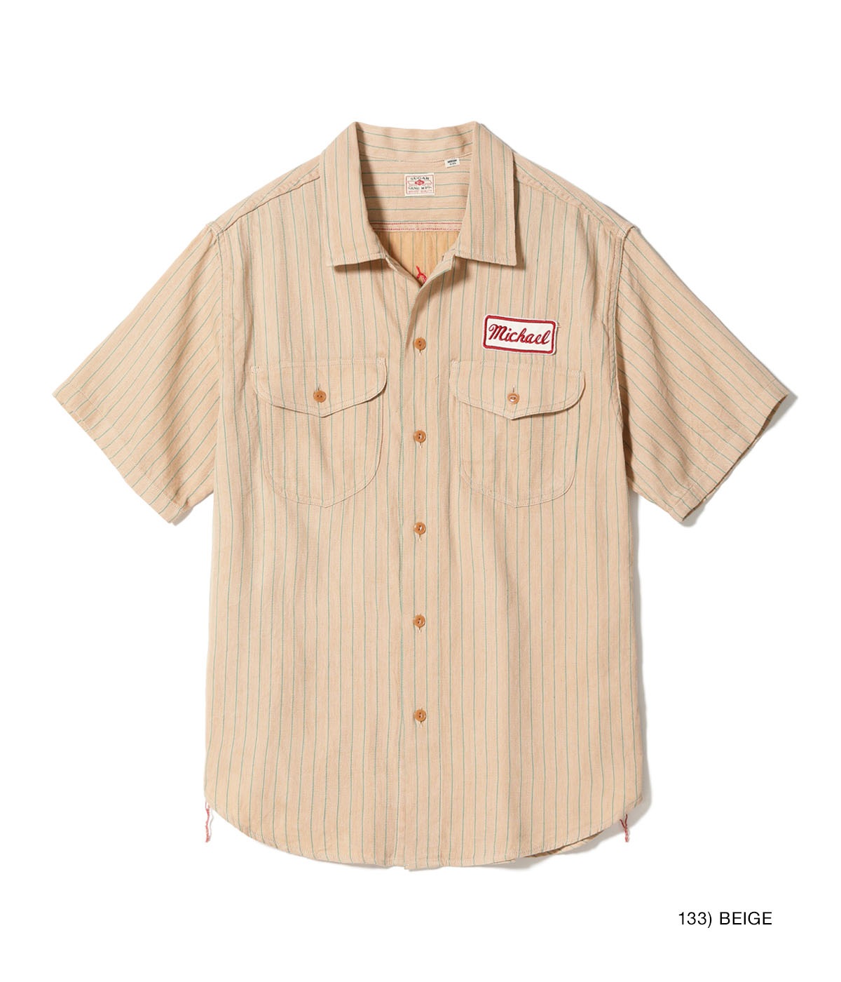 Lot No. SC39732 / COKE STRIPE WORK SHIRT with EMBROIDERED (SHORT SLEEVE)