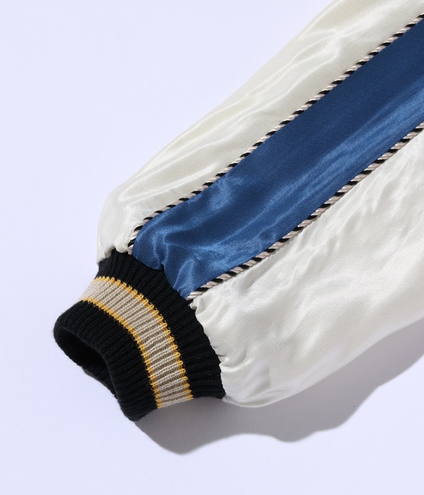 Lot No. TT15491-125 / Early 1950s Style Acetate Souvenir Jacket WHITE DRAGON  LANDSCAPE