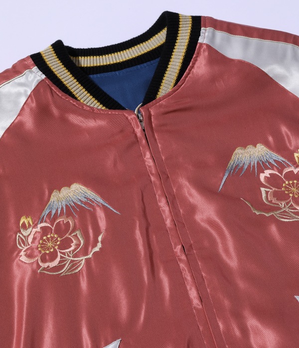 Lot No. TT15491-125 / Early 1950s Style Acetate Souvenir Jacket WHITE DRAGON  LANDSCAPE