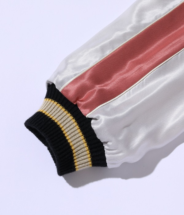 Lot No. TT15491-125 / Early 1950s Style Acetate Souvenir Jacket WHITE DRAGON  LANDSCAPE