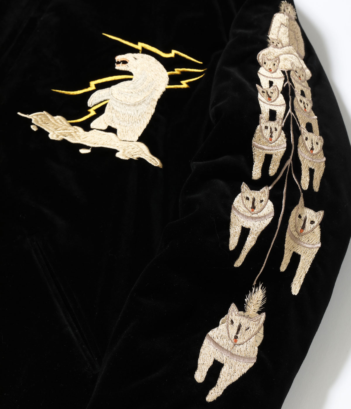 Lot No. TT15792-119 / Late 1950s Style Velveteen Souvenir Jacket POLAR BEAR  ALASKA MAP