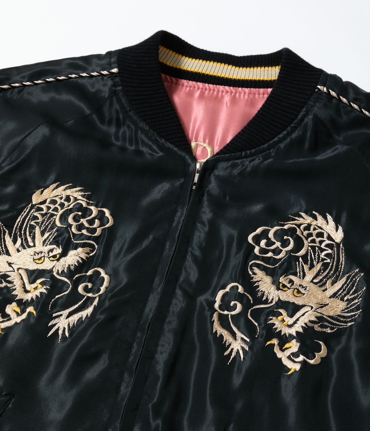 Lot No. TT15972-219 / Mid 1950s Style Acetate Souvenir Jacket ��WHITE DRAGON�� �� ��TIGER HEAD��