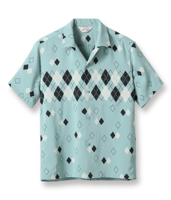 Lot No. SH38384 / HIGH DENSITY RAYON OPEN SHIRT ��ARGYLE�� (SHORT SLEEVE)