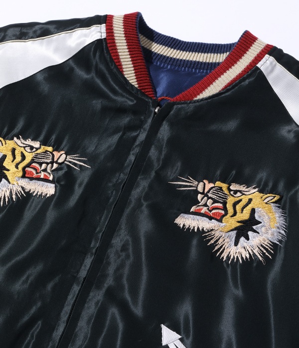 Lot No. TT15491-128 / Early 1950s Style Acetate Souvenir Jacket ��DRAGON HEAD�� �� ��ROARING TIGER��